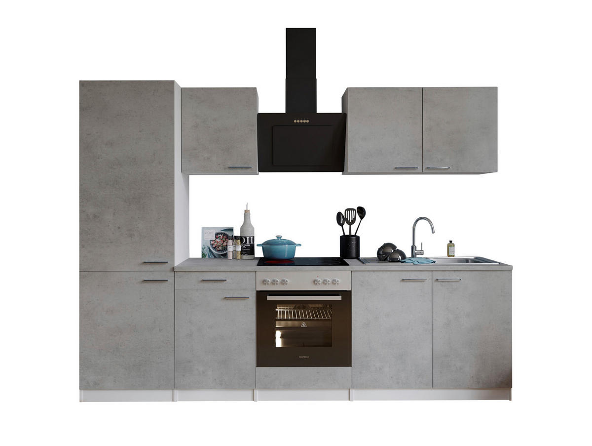 KÜCHENBLOCK 270 cm   in Grau, Weiß  - Edelstahlfarben/Weiß, Basics, Holzwerkstoff/Metall (270cm) - Respekta