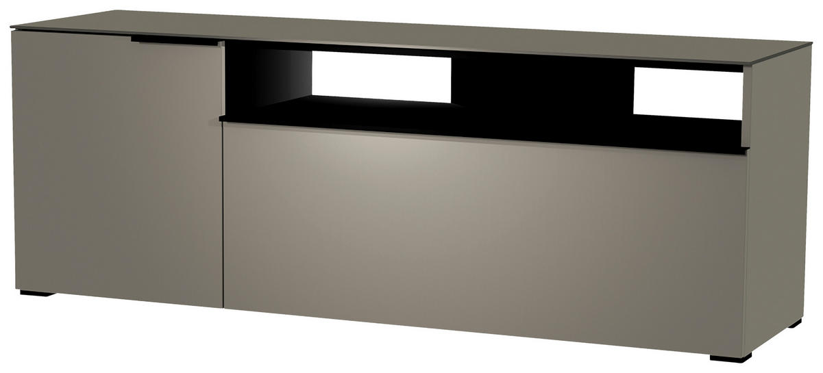 LOWBOARD Grau, Schwarz  160/58/45 cm  - Schwarz/Grau, Design, Glas/Holzwerkstoff (160/58/45cm) - Moderano
