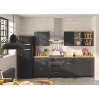 KÜCHENLEERBLOCK 240 cm   in Schwarz, Eichefarben  - Eichefarben/Silberfarben, Design, Glas/Holzwerkstoff (240cm) - MID.YOU