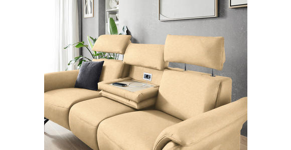 TRAPEZSOFA in Mikrofaser Beige  - Beige/Schwarz, KONVENTIONELL, Textil/Metall (221/103/95cm) - Dieter Knoll