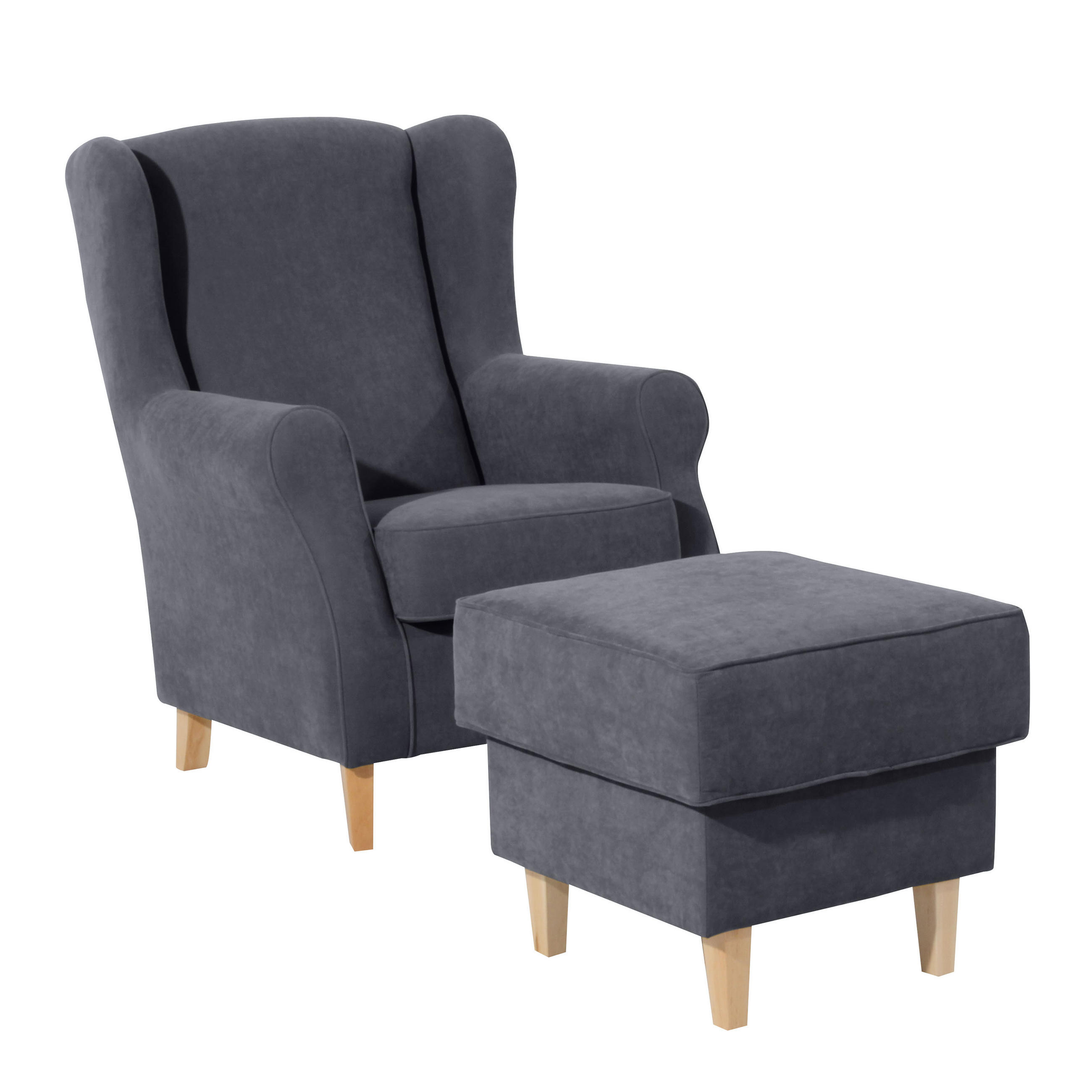 HOCKER in Textil Anthrazit  - Anthrazit/Buchefarben, Design, Holz/Textil (53/45/53cm) - Max Winzer