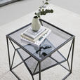 BEISTELLTISCH 40/40/45 cm Grau, Schwarz quadratisch  - Schwarz/Grau, Design, Glas/Metall (40/40/45cm) - Landscape
