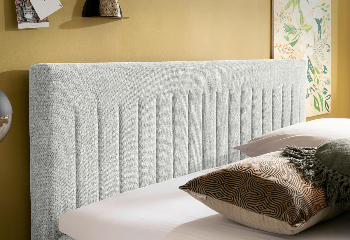BOXSPRINGBETT 180/200 cm  in Graubraun  - Graubraun/Schwarz, Basics, Textil/Metall (180/200cm) - Boxxx