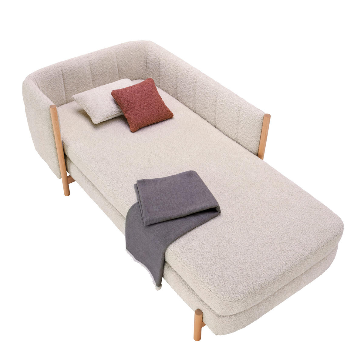 RÉCAMIERE in Plüsch Creme  - Creme/Naturfarben, Design, Holz/Textil (216/90/109cm) - Niels Andersson