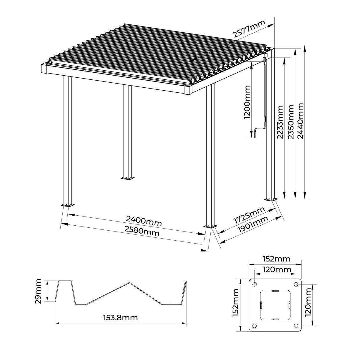 PERGOLA 258/235/258 cm  - Anthrazit, Basics, Metall (258/235/258cm) - Gardenson