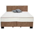 BOXSPRINGBETT 200/200 cm  in Braun  - Schwarz/Braun, Design, Kunststoff/Textil (200/200cm) - Hom`in