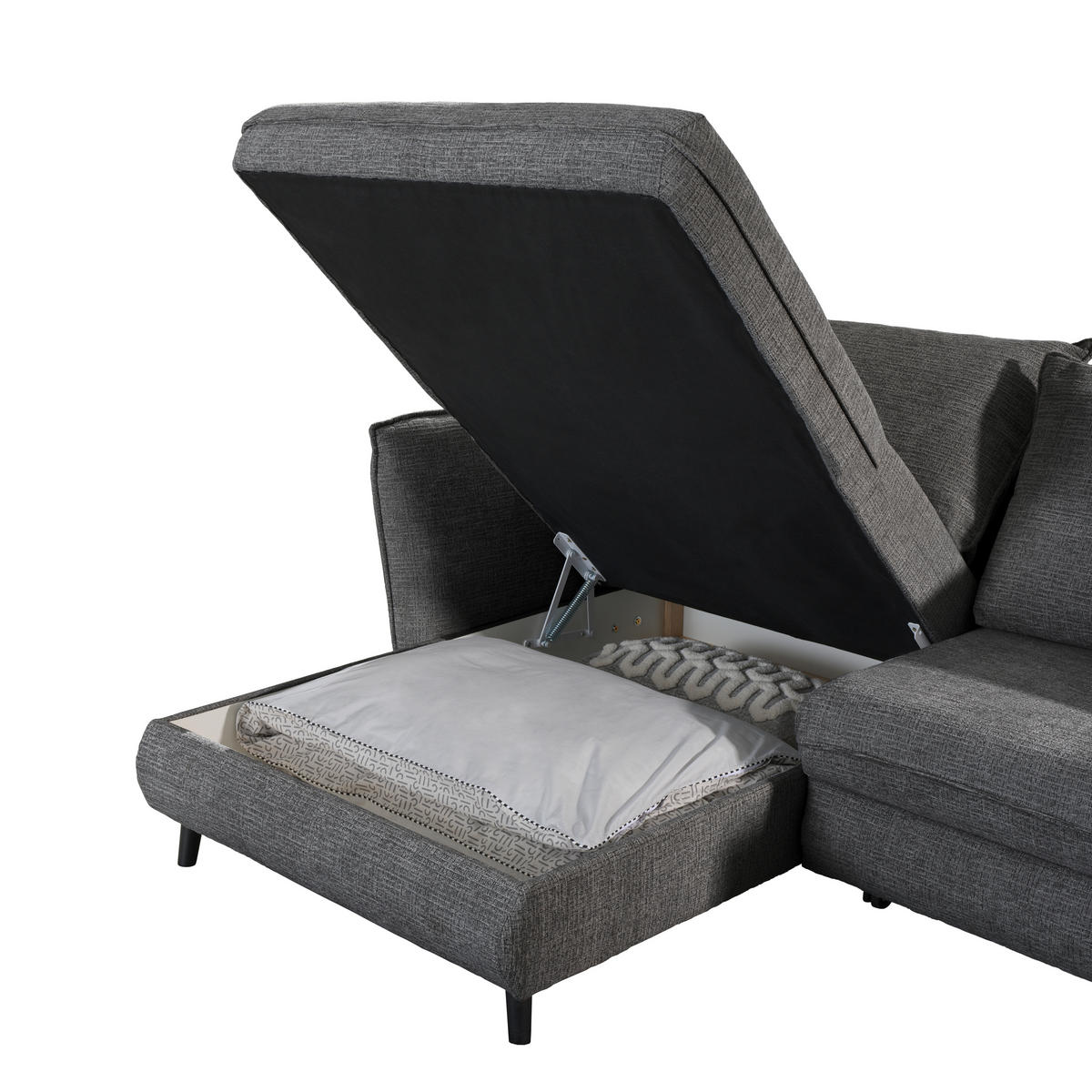 HÖRNSOFFA i struktur antracit  - svart/antracit, Design, trä/textil (245/161cm) - Livetastic