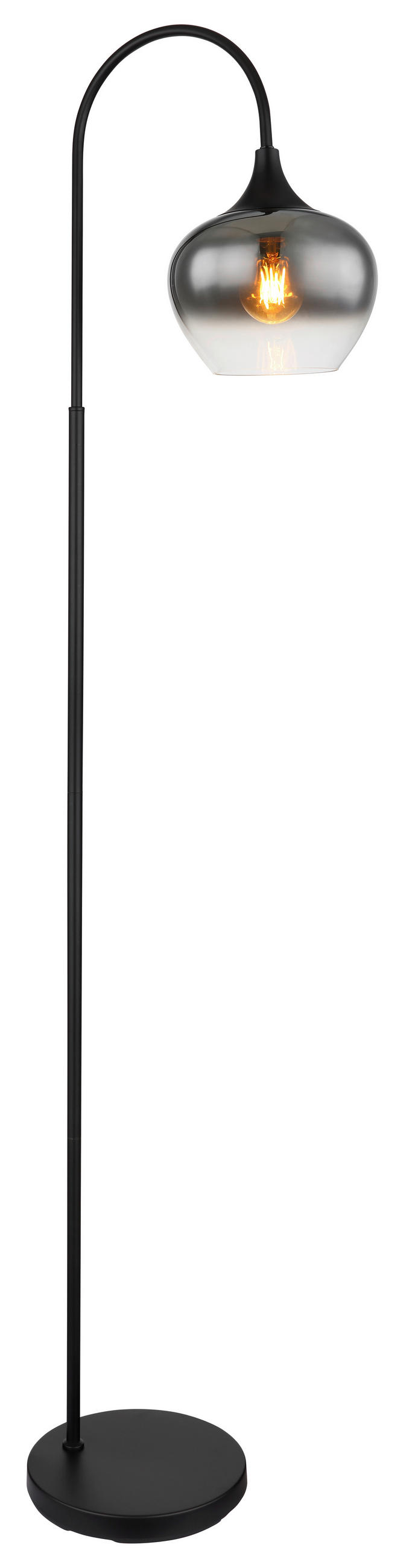 STEHLEUCHTE 39/25/150 cm    - Schwarz, Design, Glas/Metall (39/25/150cm) - Globo