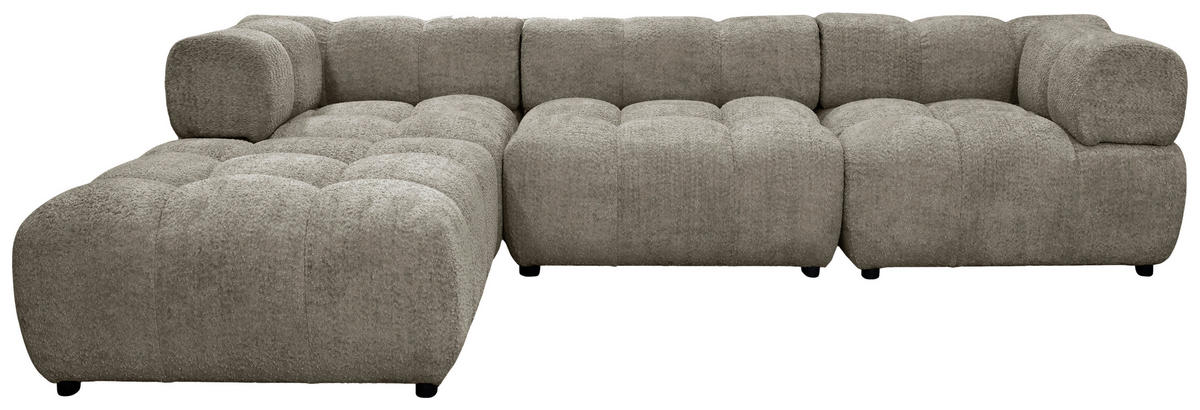 ECKSOFA ZAK in Bouclé Hellbraun  280/186 cm  - Hellbraun/Schwarz, Design, Kunststoff/Textil (280/186cm) - MID.YOU