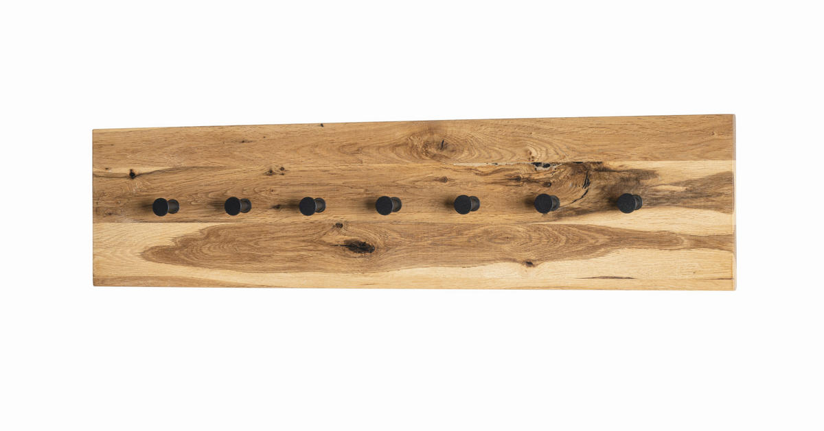 WANDGARDEROBE  in Eiche massiv Schwarz, Eichefarben  - Eichefarben/Schwarz, Basics, Holz/Metall (80/20/6cm)