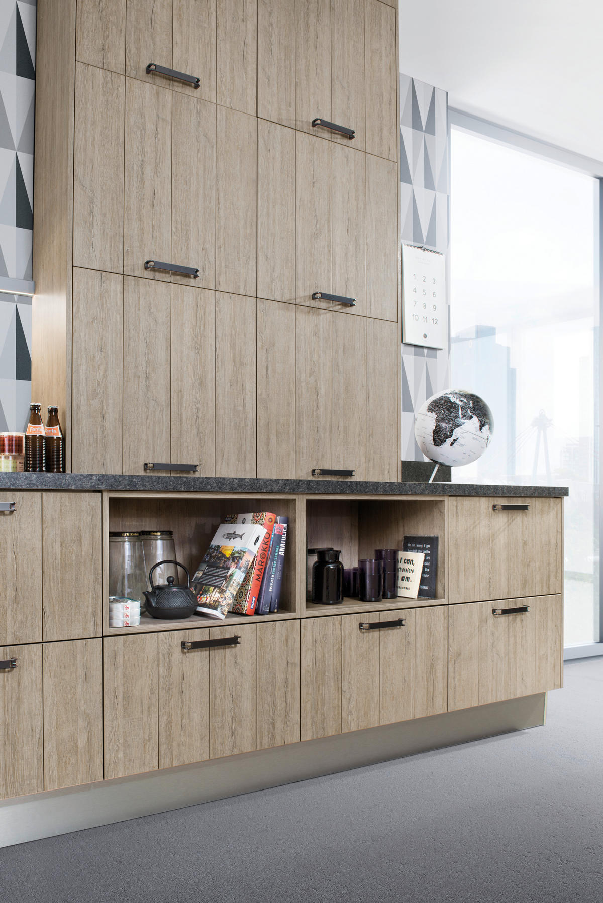 EINBAUKÜCHE  - Eichefarben, Design, Holzwerkstoff - Moderano