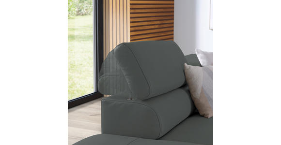 ECKSOFA in Echtleder Grau 220/270 cm - Schwarz/Grau, Design, Leder/Metall (220/270cm) - Novel