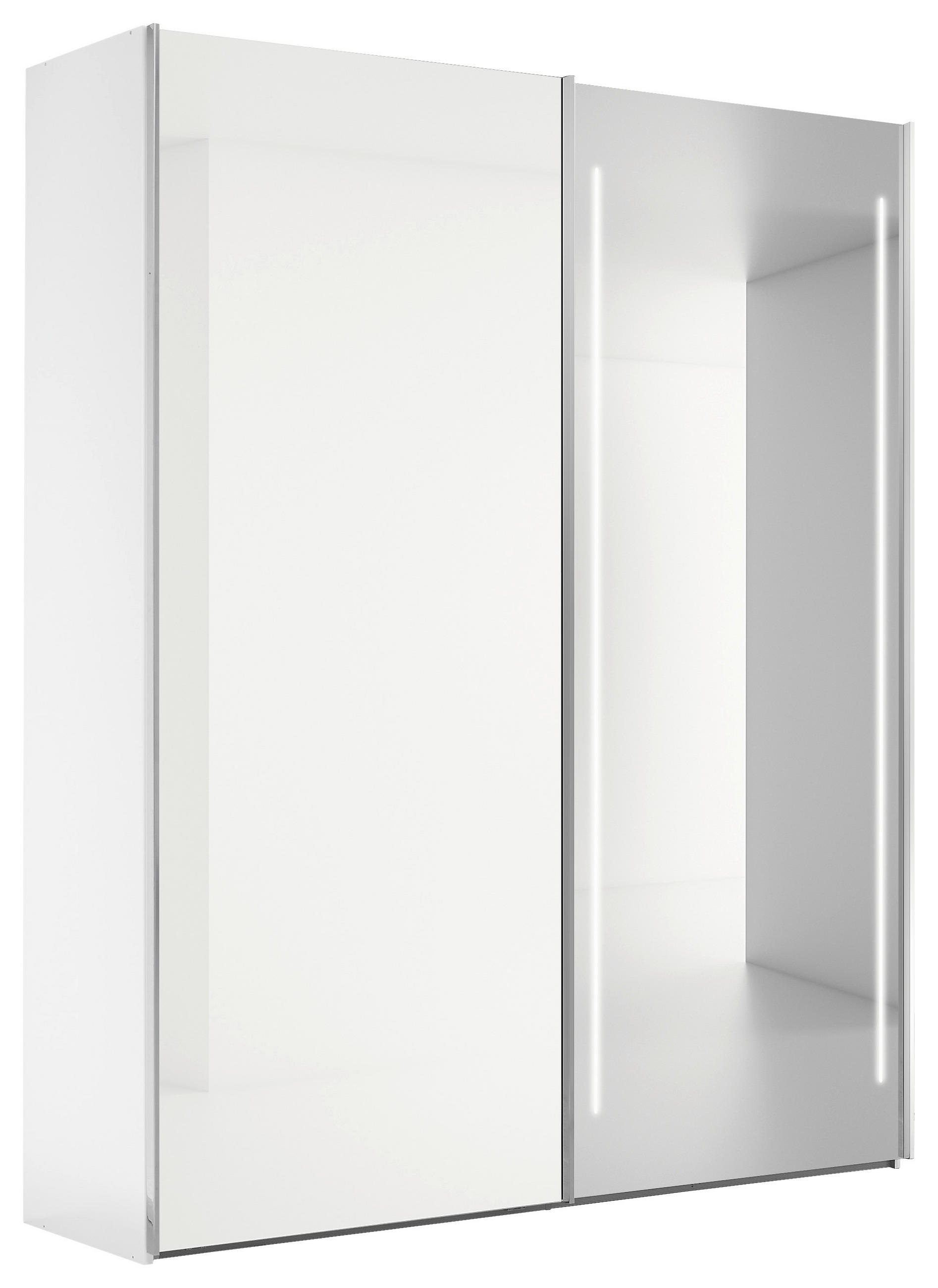 SCHWEBETÜRENSCHRANK 200/236/68 cm,  in Weiß, 2 Tür(en)  - Chromfarben/Weiß, Design, Glas/Holzwerkstoff (200/236/68cm) - Dieter Knoll