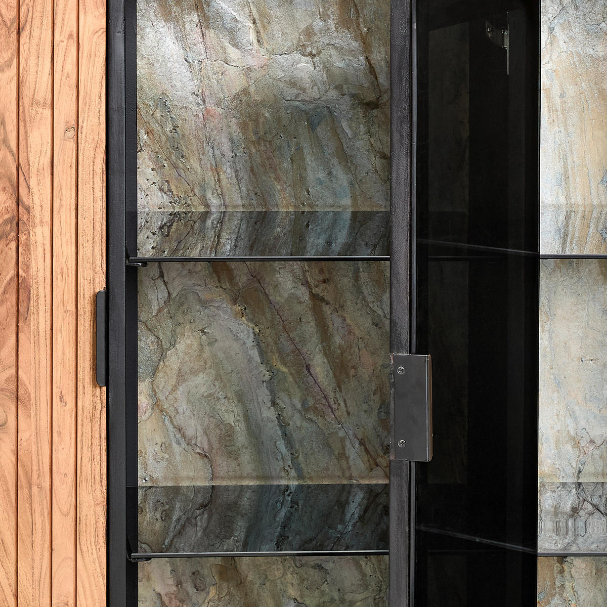 HIGHBOARD  in 150/135/40 cm  - Schwarz/Akaziefarben, KONVENTIONELL, Glas/Holz (150/135/40cm) - Livetastic