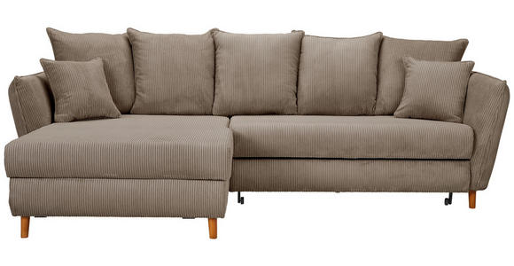 ECKSOFA Taupe Cord  - Taupe/Eichefarben, KONVENTIONELL, Holz/Textil (162/284cm) - Carryhome