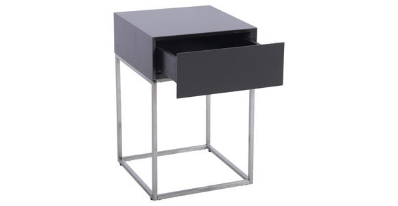 NACHTKÄSTCHEN 40/62/40 cm  in Anthrazit, Silberfarben  - Anthrazit/Silberfarben, Basics, Holzwerkstoff/Metall (40/62/40cm) - Xora