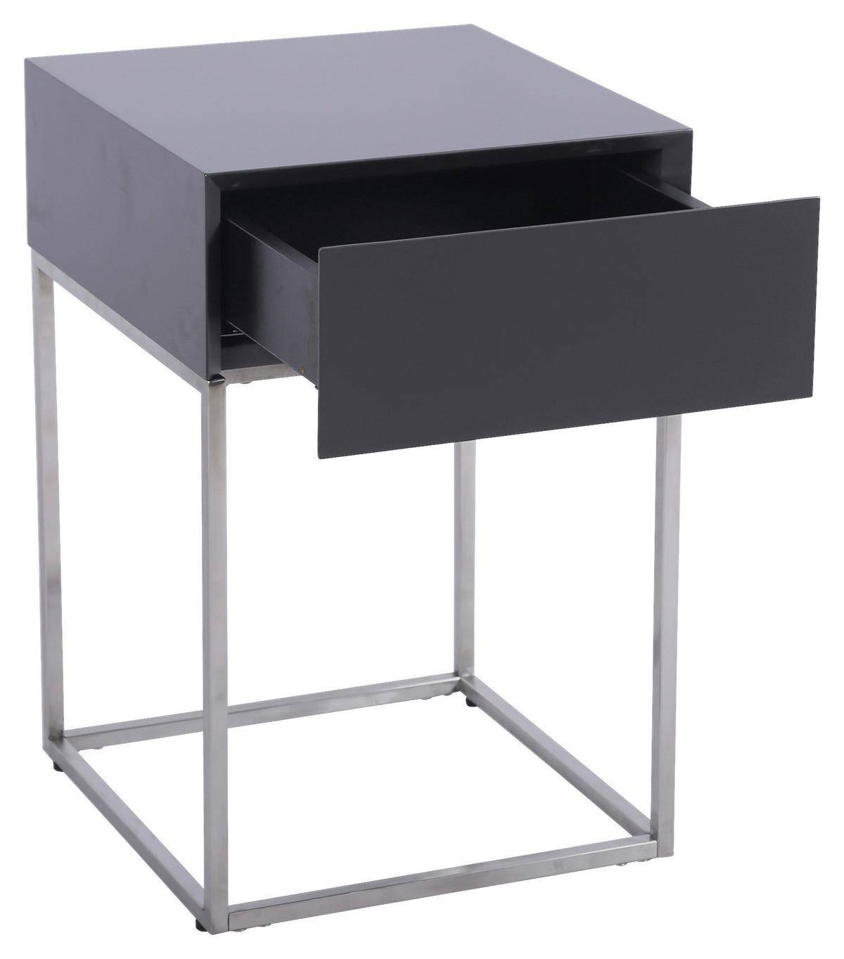 NACHTKÄSTCHEN 40/62/40 cm  in Anthrazit, Silberfarben  - Anthrazit/Silberfarben, Basics, Holzwerkstoff/Metall (40/62/40cm) - Xora