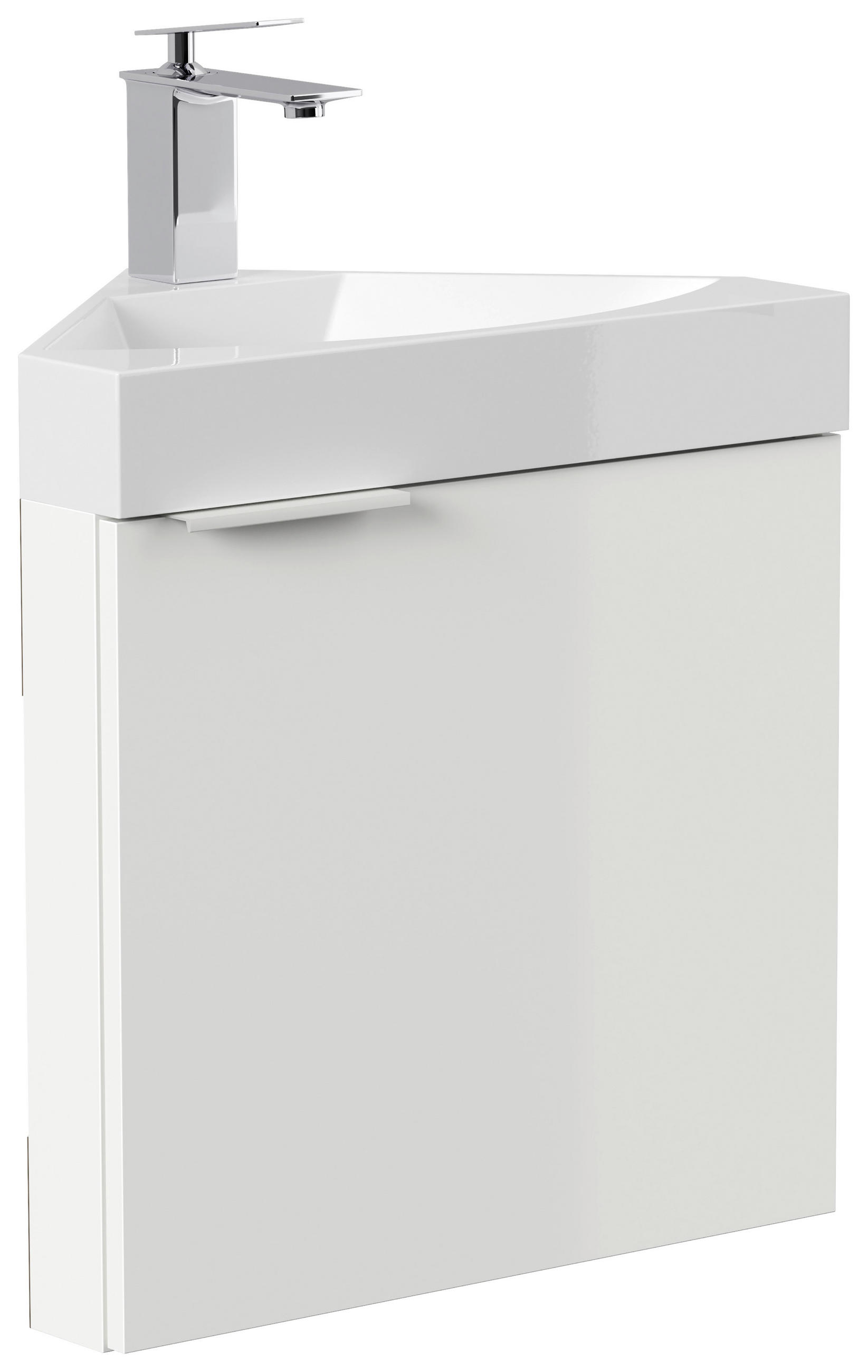 GÄSTEBAD 52,3 cm  - Weiß Hochglanz, MODERN, Holzwerkstoff/Stein (52,3cm) - MID.YOU