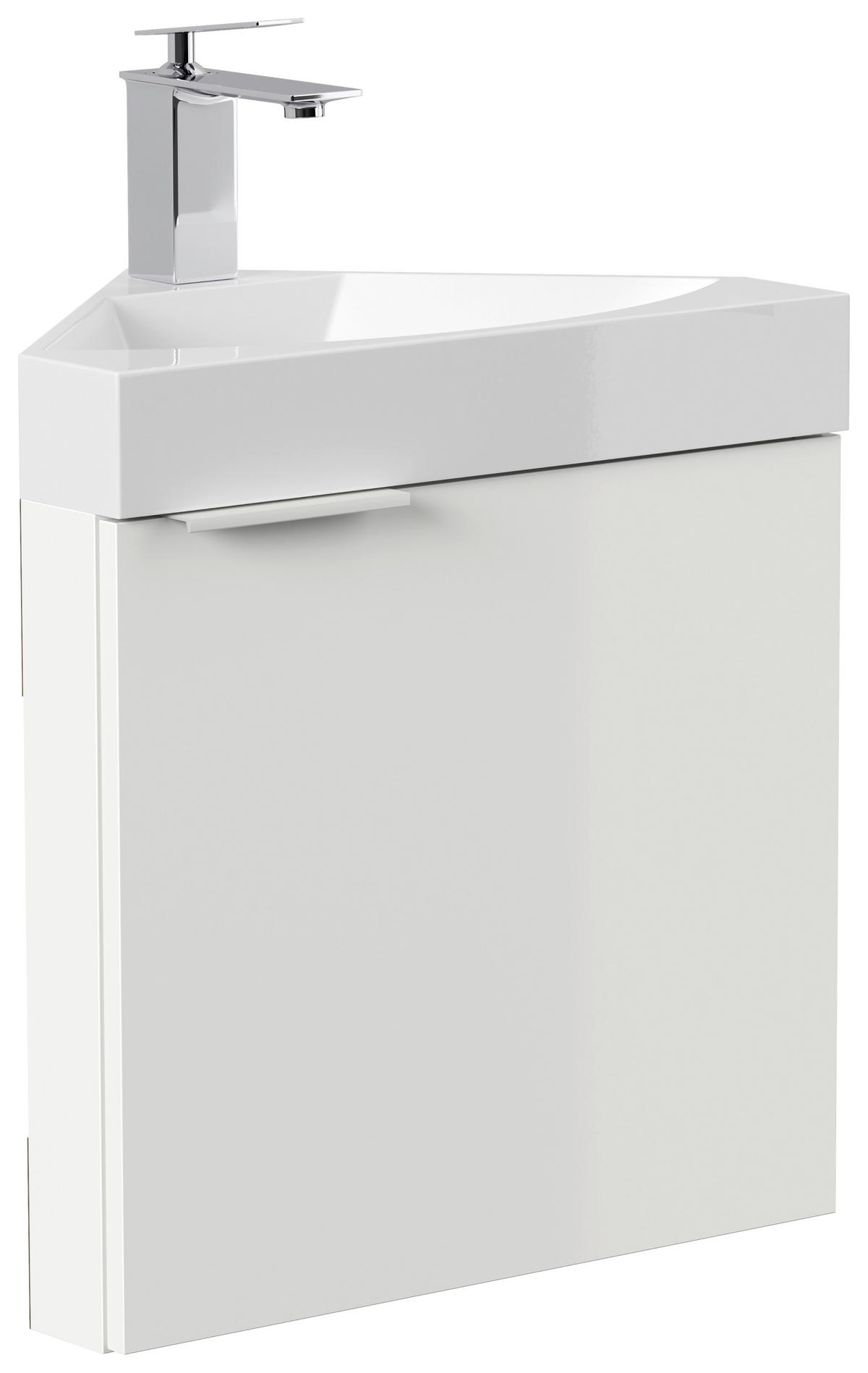 GÄSTEBAD 52,3 cm  - Weiß Hochglanz, MODERN, Holzwerkstoff/Stein (52,3cm) - MID.YOU