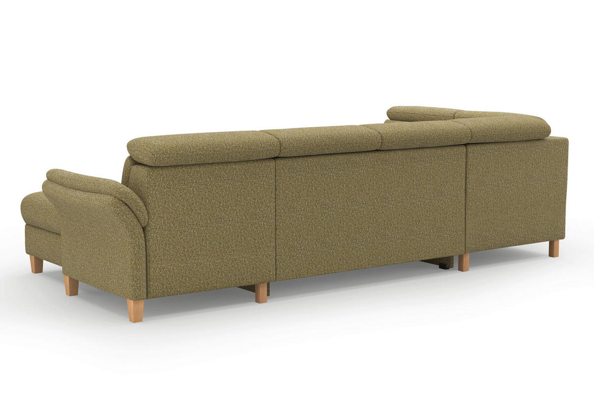 WOHNLANDSCHAFT GLENDALE E Olivgrün Chenille  - Eichefarben/Olivgrün, KONVENTIONELL, Holz/Textil (193/321/166cm) - Sit & More