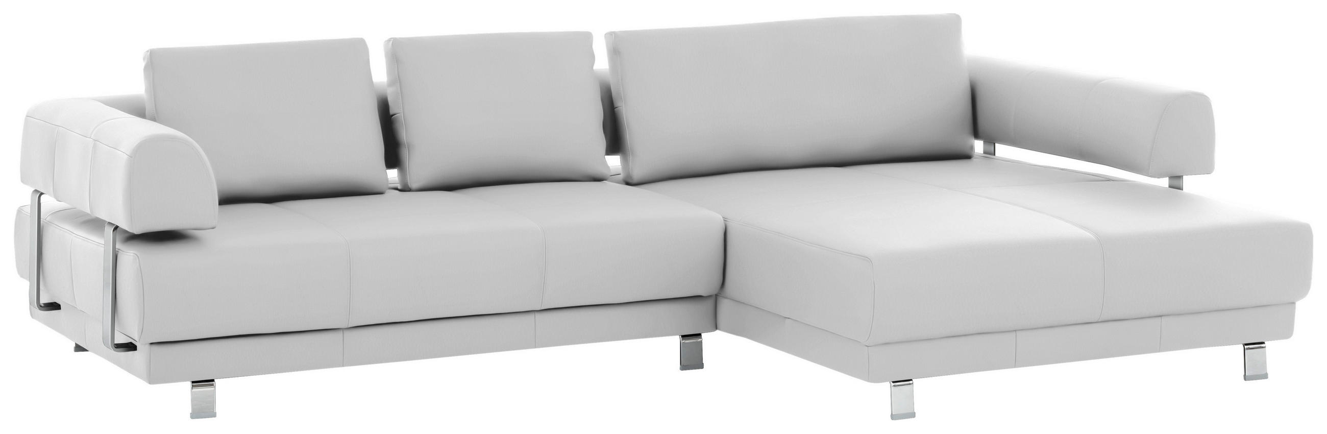 ECKSOFA Weiß Echtleder  - Weiß, Design, Leder/Metall (307/188cm)