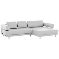 ECKSOFA Weiß Echtleder  - Weiß, Design, Leder/Metall (307/188cm)