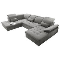 WOHNLANDSCHAFT Schlammfarben Mikrovelours  - Schlammfarben/Silberfarben, KONVENTIONELL, Kunststoff/Textil (240/340/188cm) - MID.YOU