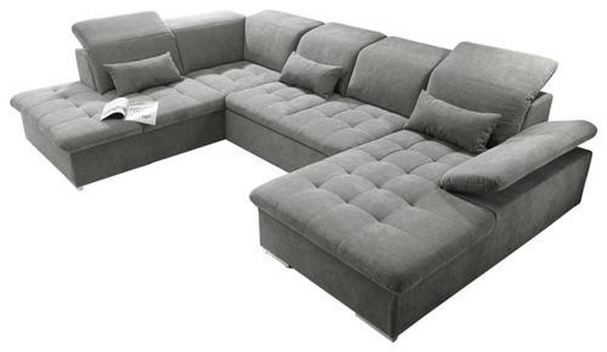WOHNLANDSCHAFT Schlammfarben Mikrovelours  - Schlammfarben/Silberfarben, KONVENTIONELL, Kunststoff/Textil (240/340/188cm) - MID.YOU