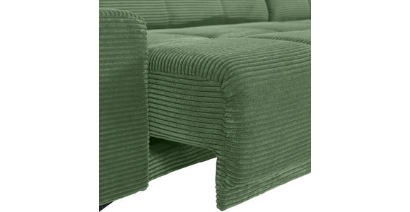 ECKSOFA in Cord Olivgrün  295/165 cm  - Schwarz/Olivgrün, KONVENTIONELL, Textil/Metall (295/165cm) - Carryhome