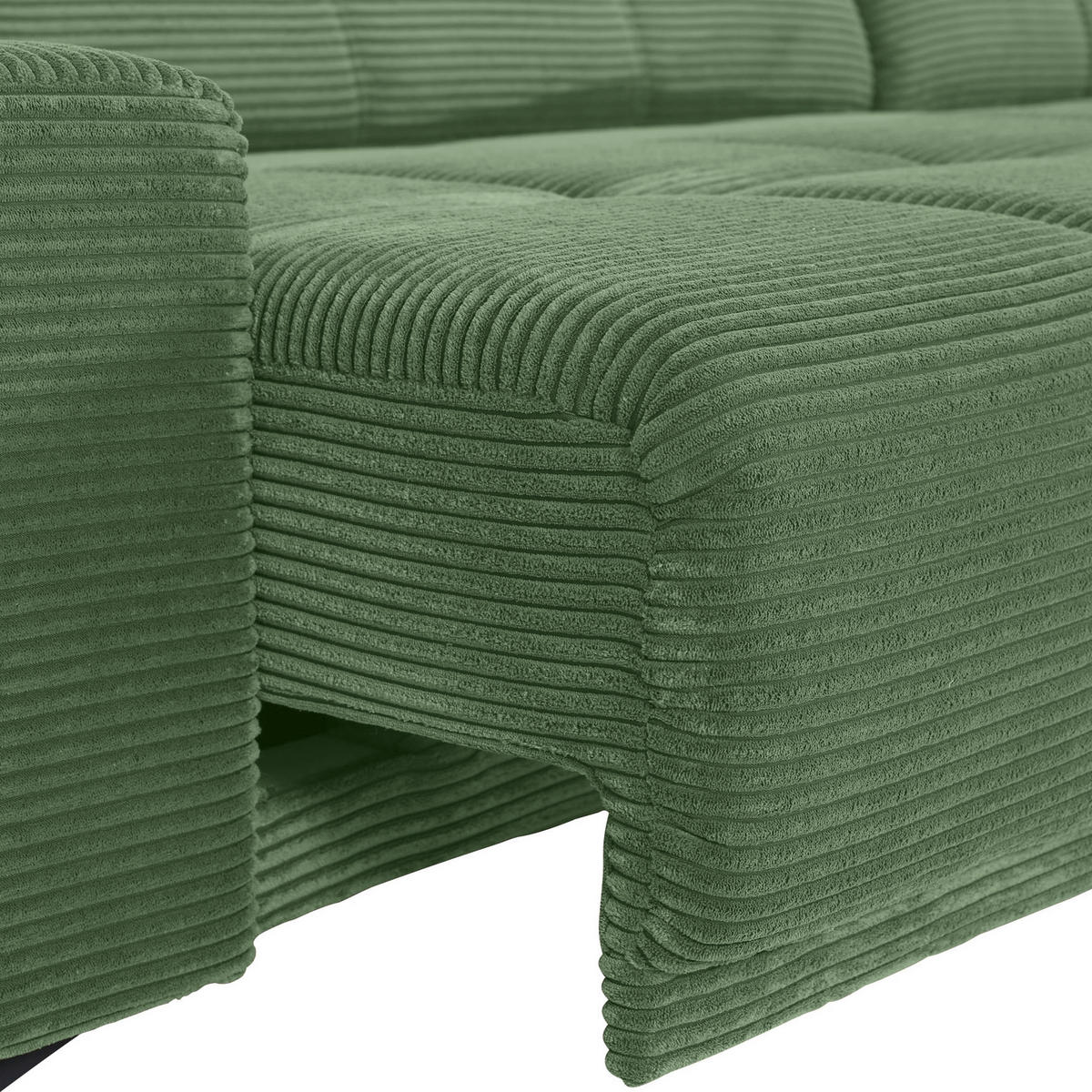 ECKSOFA in Cord Olivgrün  - Schwarz/Olivgrün, Konventionell, Textil/Metall (295/165cm) - Carryhome