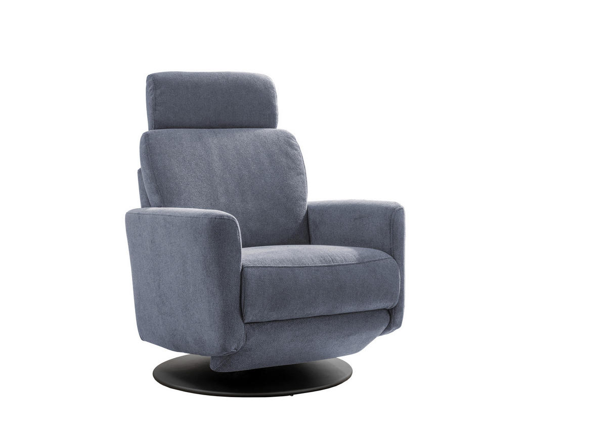 RELAXSESSEL in Textil Hellblau  - Schwarz/Hellblau, Modern, Textil/Metall (77/105/87-154cm) - Livetastic