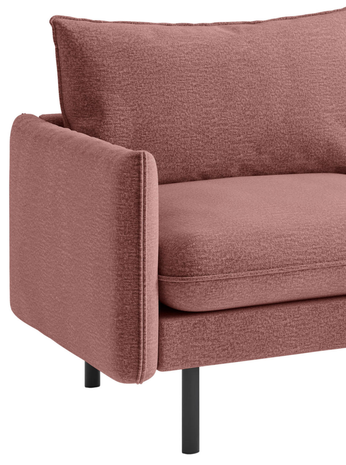 ECKSOFA in Flachgewebe Altrosa  - Altrosa/Schwarz, Design, Textil/Metall (267/204cm) - Livetastic