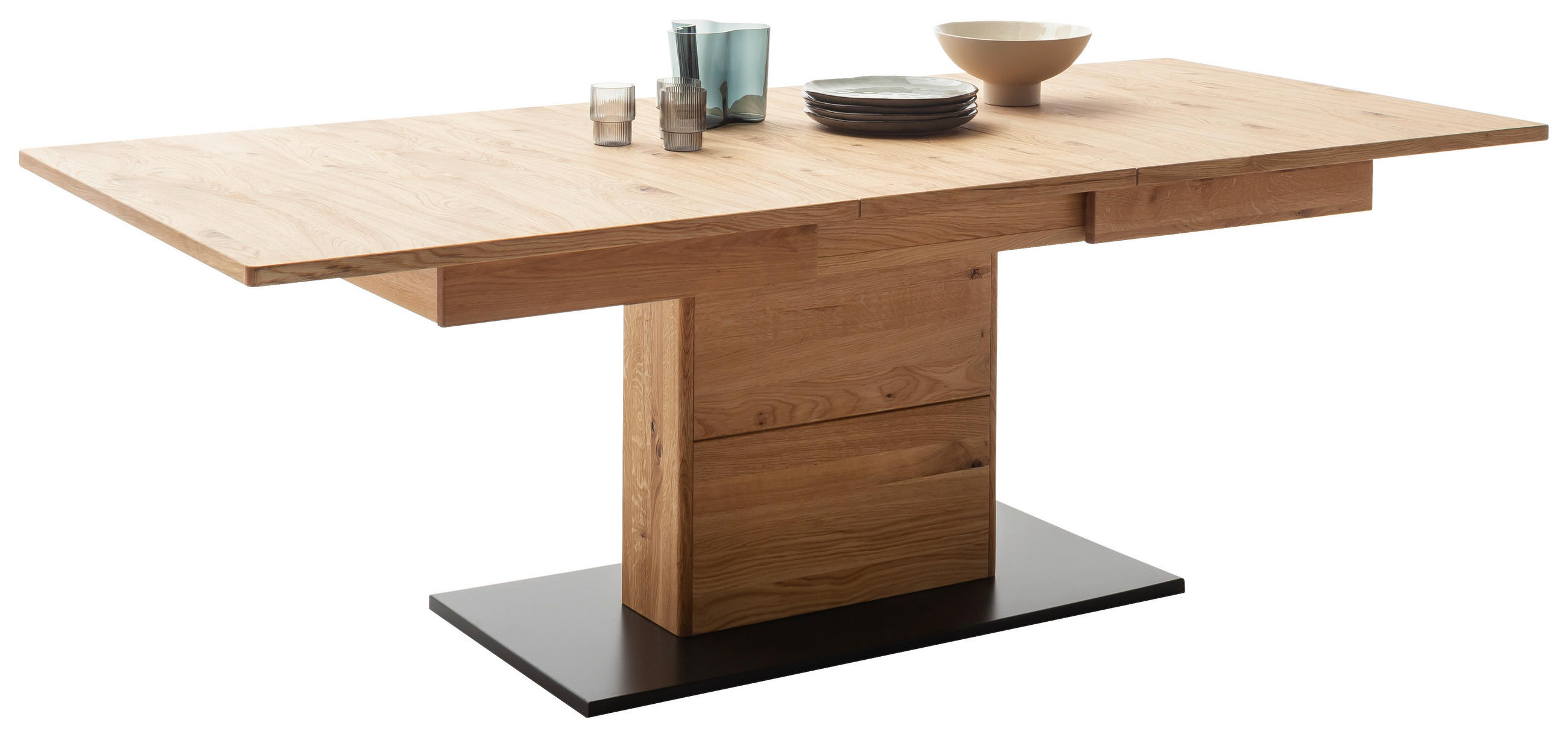 ESSTISCH Balkeneiche furniert, massiv rechteckig Wildeiche, Anthrazit  - Wildeiche/Anthrazit, Design, Holz/Holzwerkstoff (180/100/77cm) - MID.YOU
