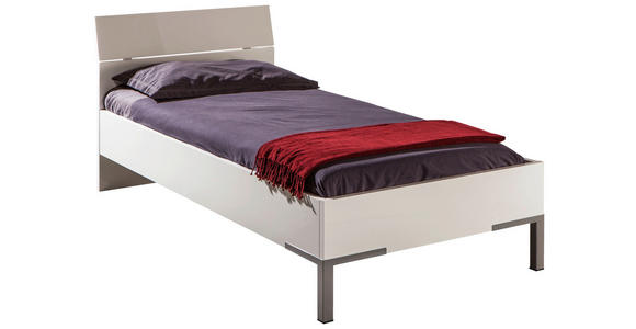 BETT 90/200 cm in Weiß - Weiß/Grau, KONVENTIONELL, Holzwerkstoff/Metall (90/200cm) - Xora