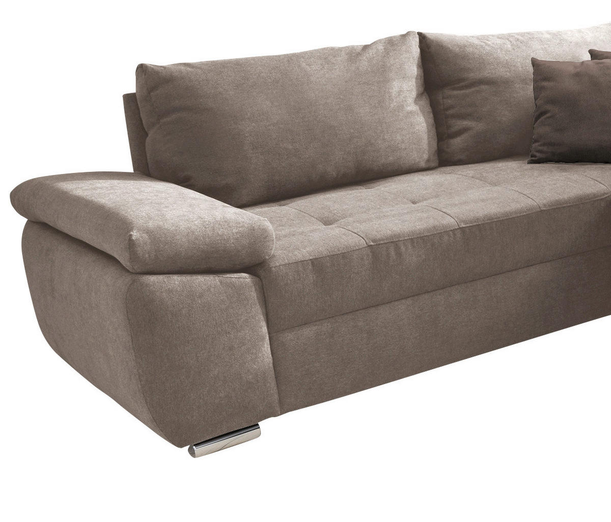 WOHNLANDSCHAFT in Mikrofaser Taupe  - Taupe/Chromfarben, Konventionell, Textil/Metall (219/305/157cm) - Livetastic