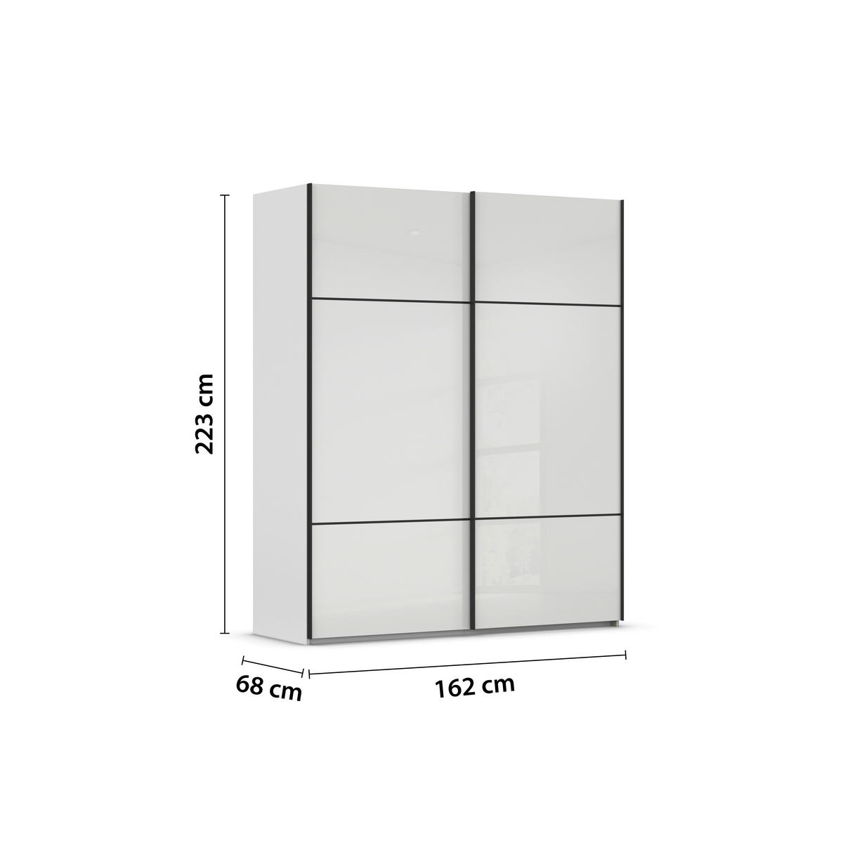 SCHWEBETÜRENSCHRANK in Grau, Weiss  - Weiss/Schwarz, Konventionell, Glas/Holzwerkstoff (162/223/68cm) - Novel