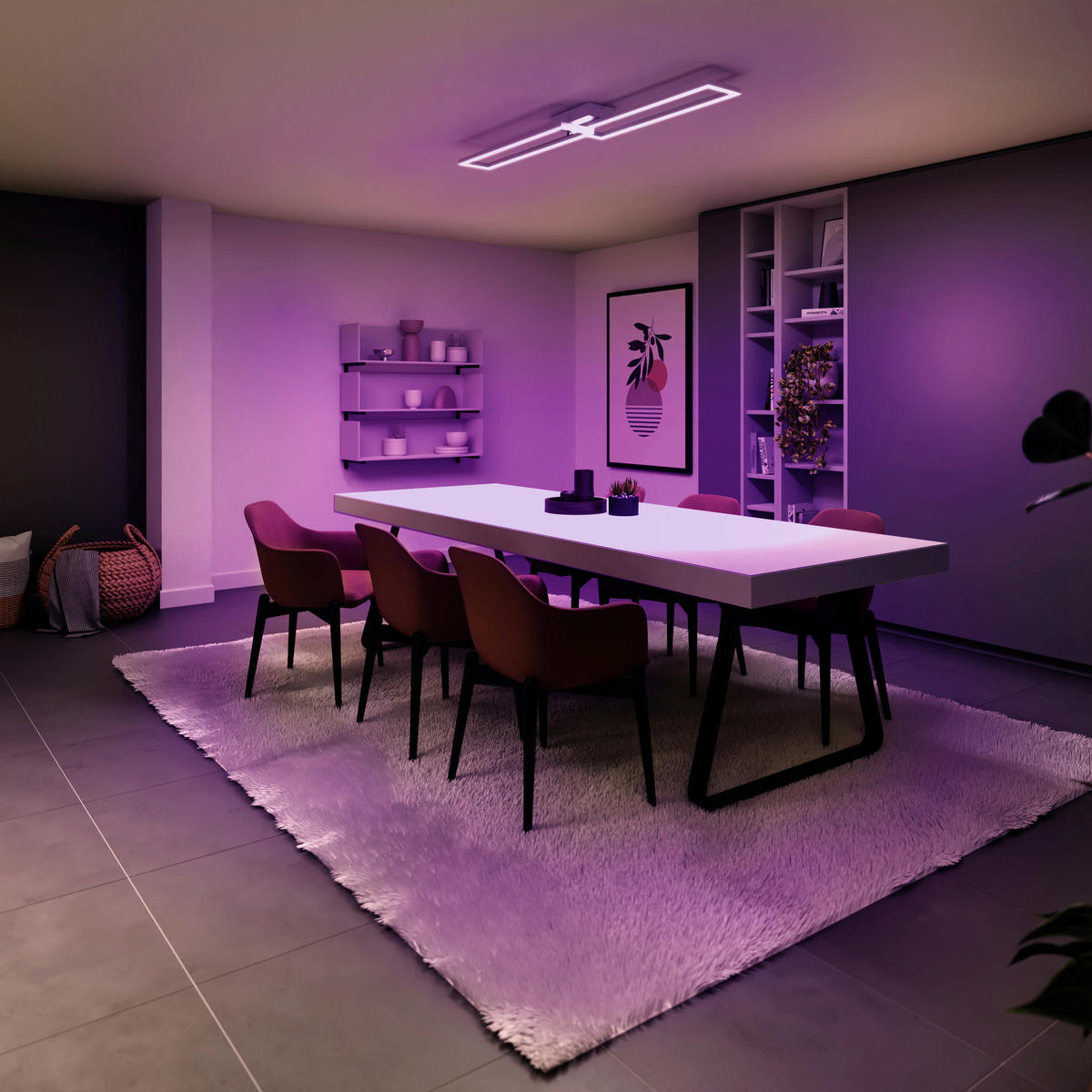 LED-DECKENLEUCHTE  Smart 24,4/7,8/110 cm   - Schwarz, Design, Metall (24,4/7,8/110cm) - Tint