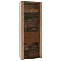 VITRINE YONNA in massiv Kerneiche Eichefarben  - Eichefarben/Anthrazit, Design, Glas/Holz (77/205/39cm) - Schöner Wohnen