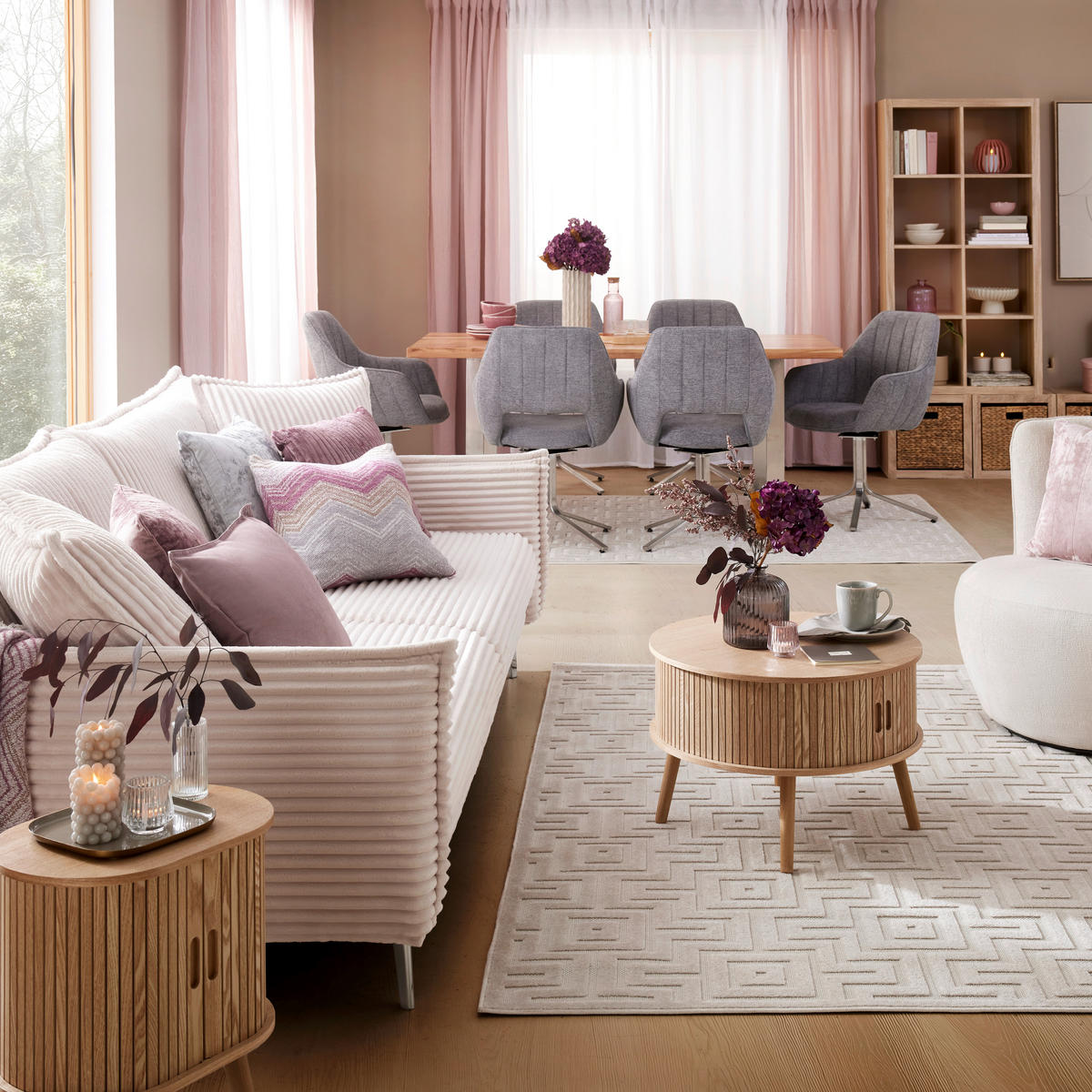 BIG SOFFA i vit  - vit/kromfärg, Modern, metall/trämaterial (241/90/117cm) - Carryhome