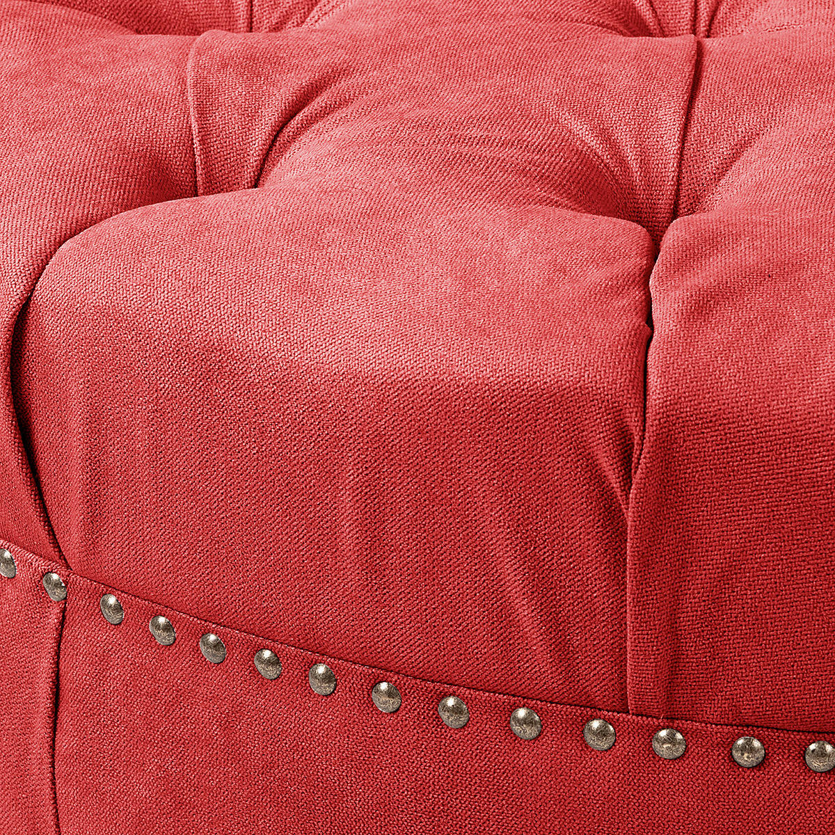 HOCKER Textil Rot  - Rot/Braun, Design, Holz/Textil (80/45/80cm) - Livetastic