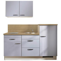 KÜCHENLEERBLOCK 180 cm   in Hellgrau, Pastellblau  - Pastellblau/Eichefarben, Design, Holzwerkstoff/Metall (180cm) - Pino