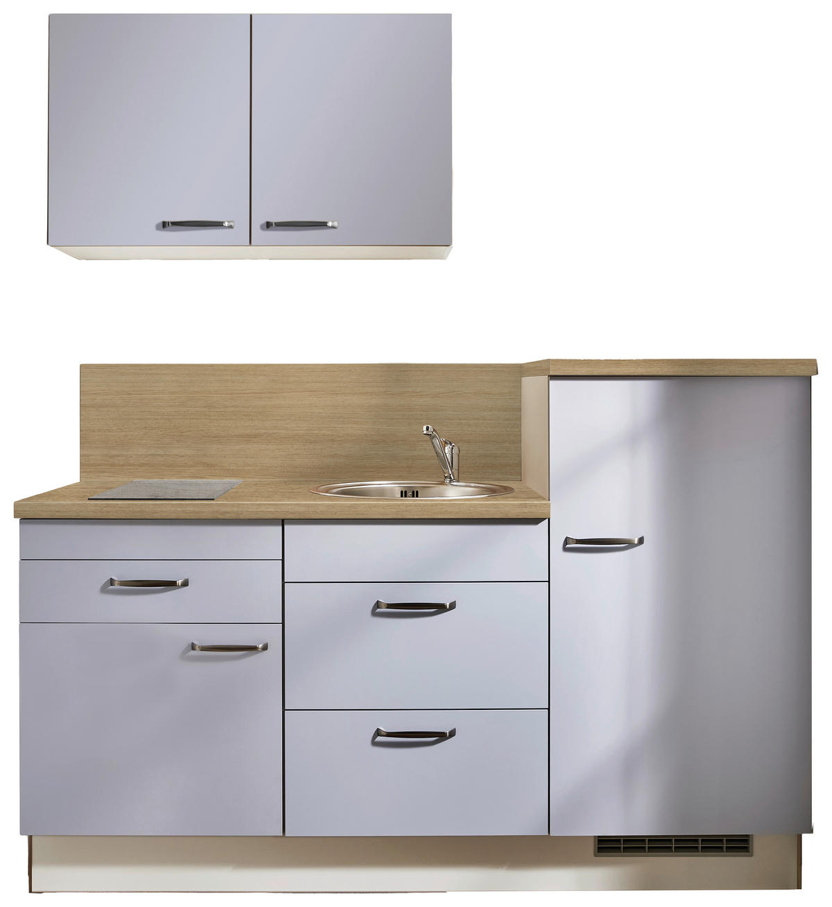 KÜCHENLEERBLOCK 180 cm   in Hellgrau, Pastellblau  - Pastellblau/Eichefarben, Design, Holzwerkstoff/Metall (180cm) - Pino