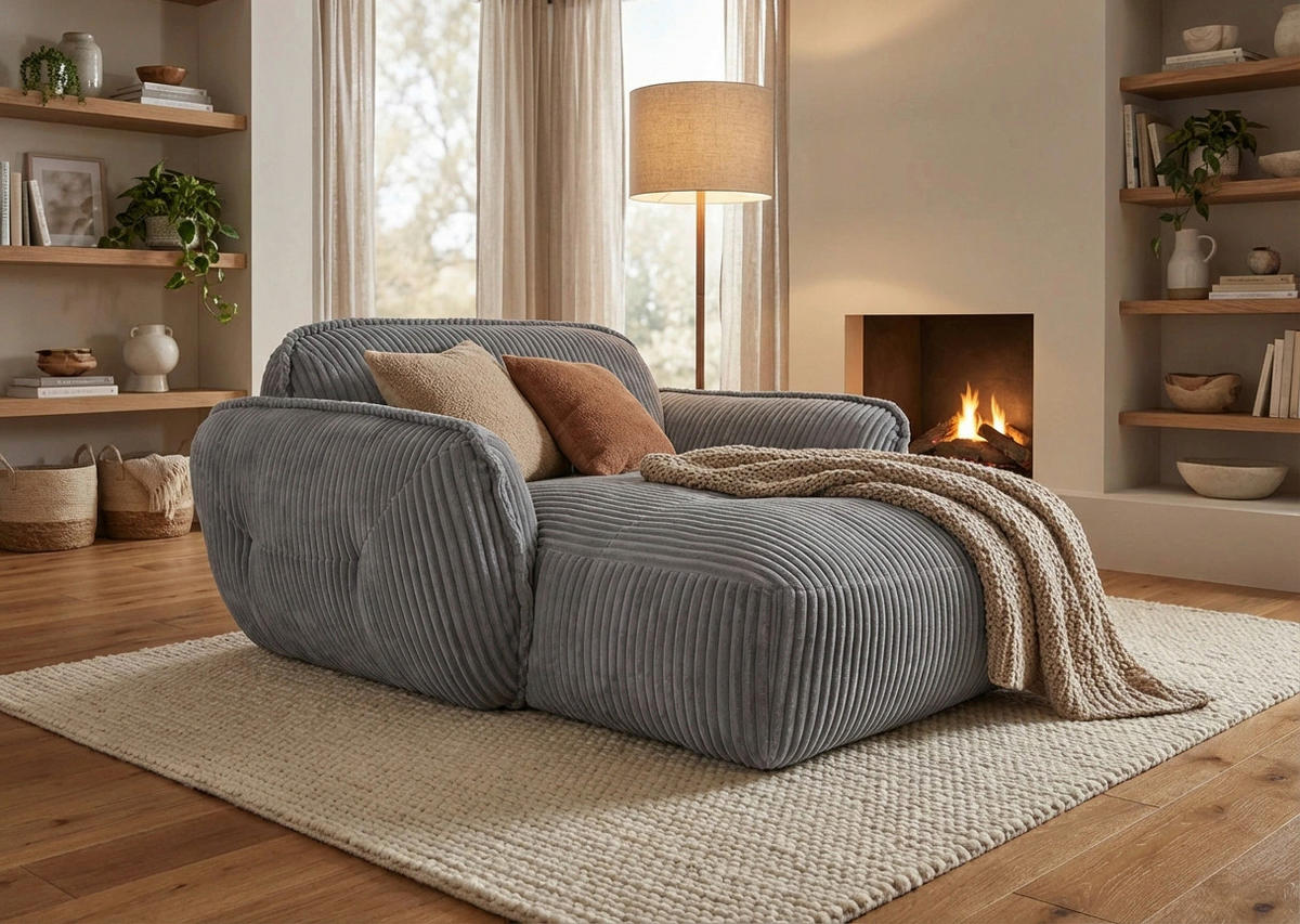 XXL-SESSEL - Schwarz/Grau, MODERN, Kunststoff/Textil (182/87/184cm) - Trendmanufaktur