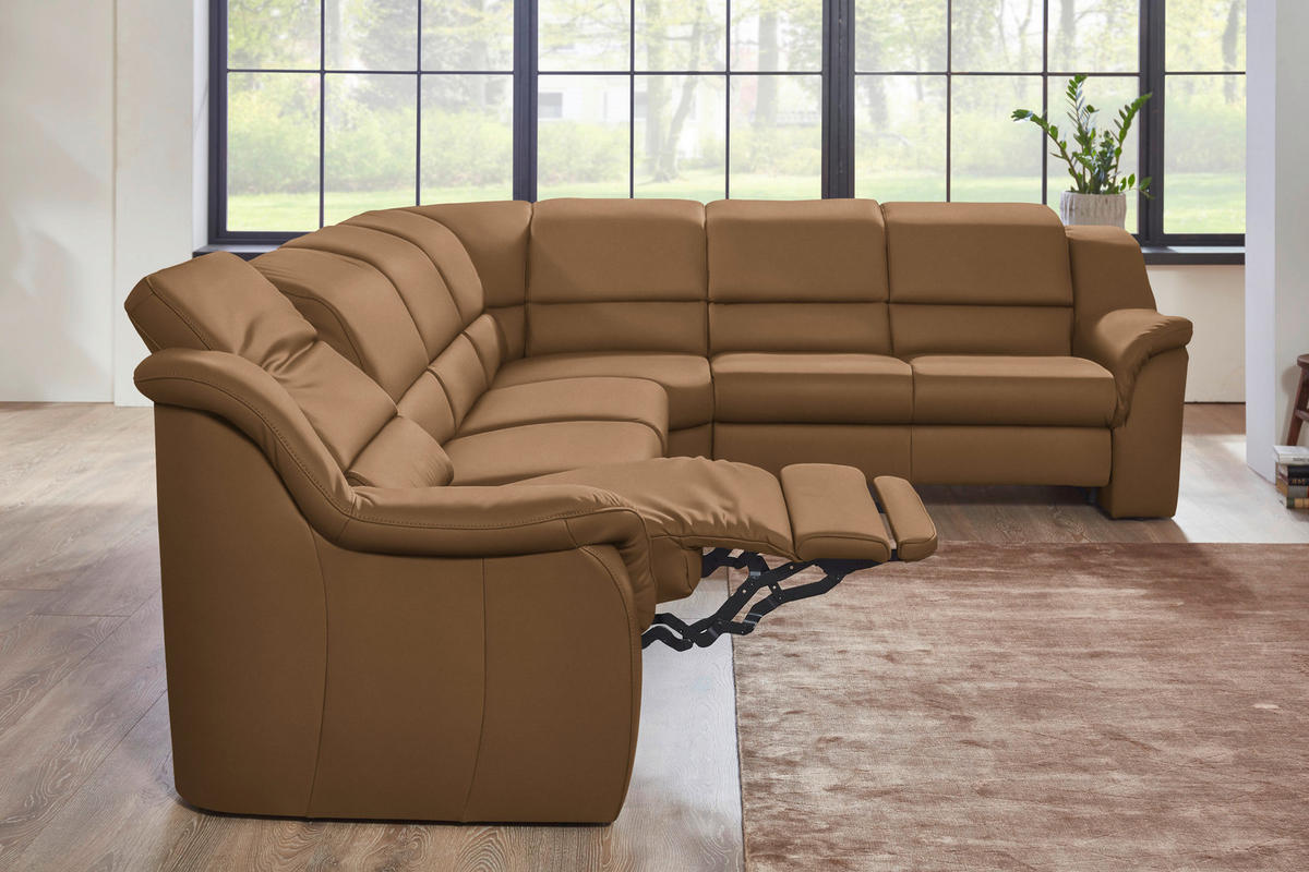 ECKSOFA  in Echtleder Haselnussfarben  324/260 cm  - Chromfarben/Haselnussfarben, KONVENTIONELL, Leder/Kunststoff (324/260cm) - Cantus