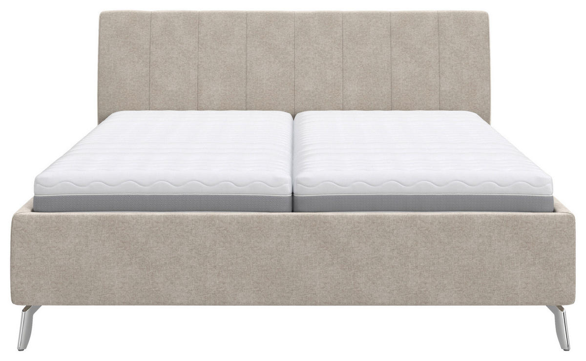 KÁRPITOZOTT ÁGY 180/200 cm  bézs  - bézs/fekete, Basics, faalapú anyag/textil (180/200cm) - Carryhome