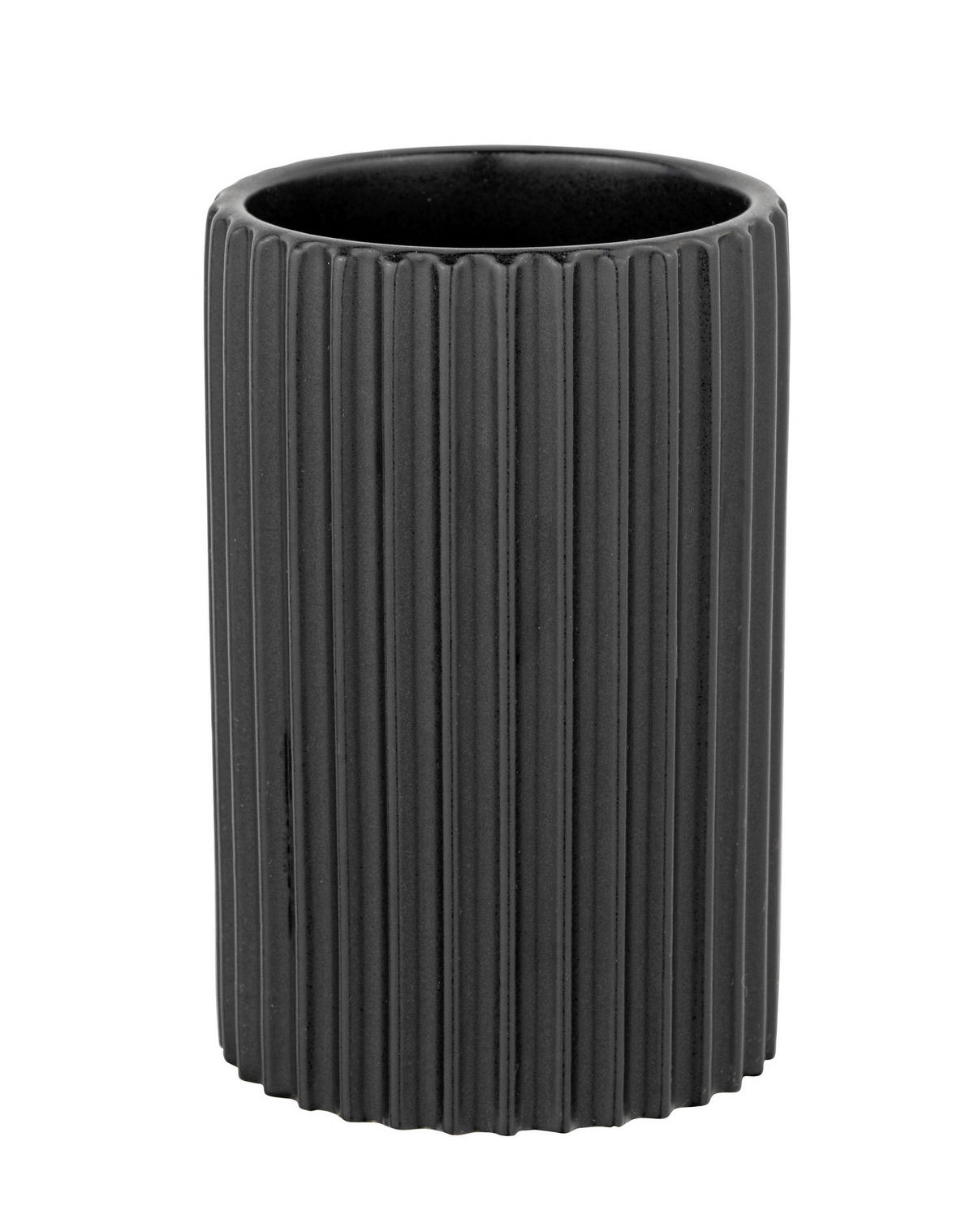 ZAHNPUTZBECHER SOLIERA  - Schwarz, KONVENTIONELL, Keramik (8/12/8cm) - Schöner Wohnen