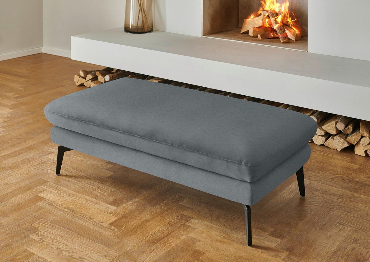 WOHNLANDSCHAFT Chenille, Flachgewebe Dunkelgrau  - Dunkelgrau/Schwarz, Design, Textil/Metall (180/344/208cm) - Dieter Knoll