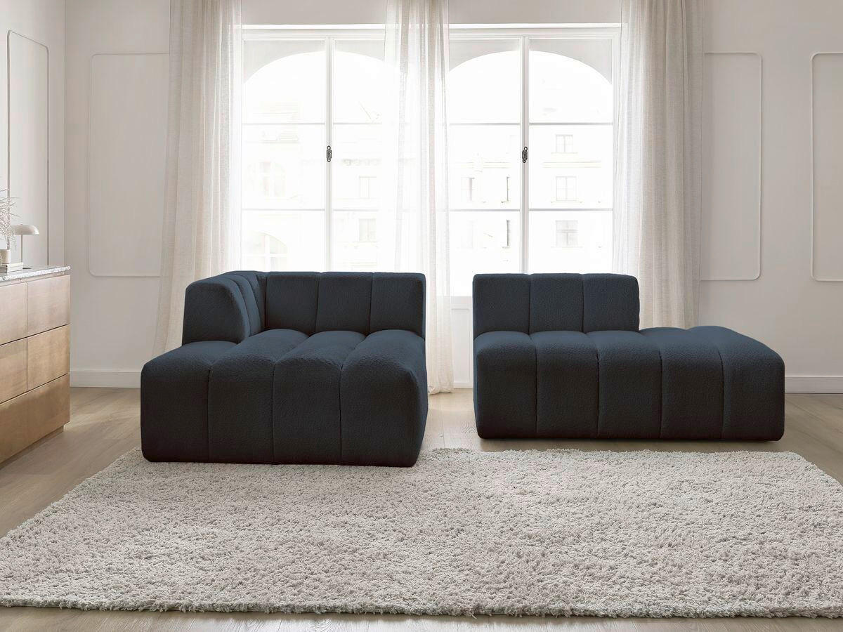 ECKSOFA  ANNECY Dunkelblau Bouclé  - Schwarz/Dunkelblau, MODERN, Kunststoff/Textil (170/262cm)