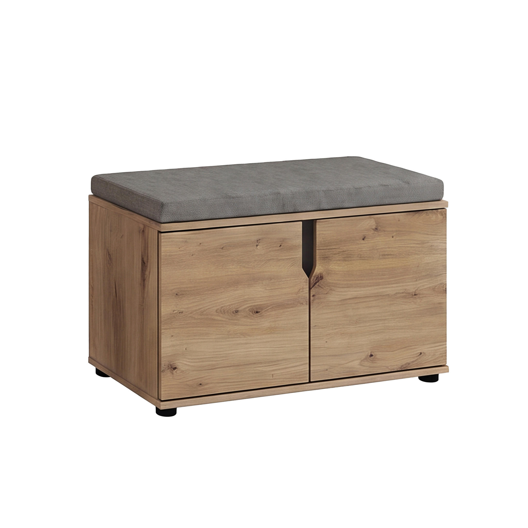 GARDEROBENBANK - Anthrazit/Schwarz, Design, Kunststoff/Textil (80/44/37cm) - MID.YOU