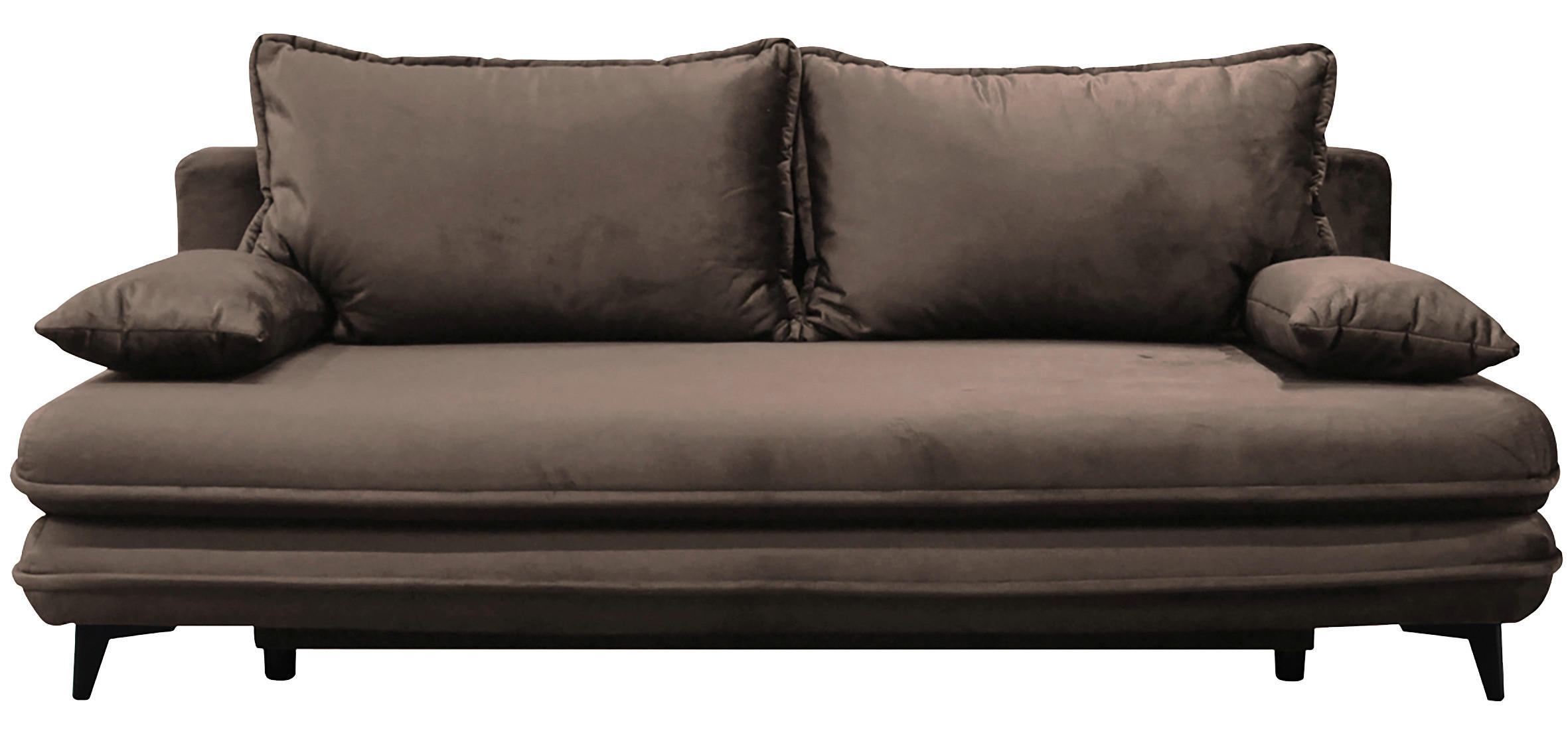 SCHLAFSOFA Velours Braun  - Schwarz/Braun, Design, Kunststoff/Textil (217/73/86/106cm) - MID.YOU